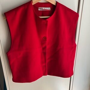 Zara Bold Red Sleeveless Top